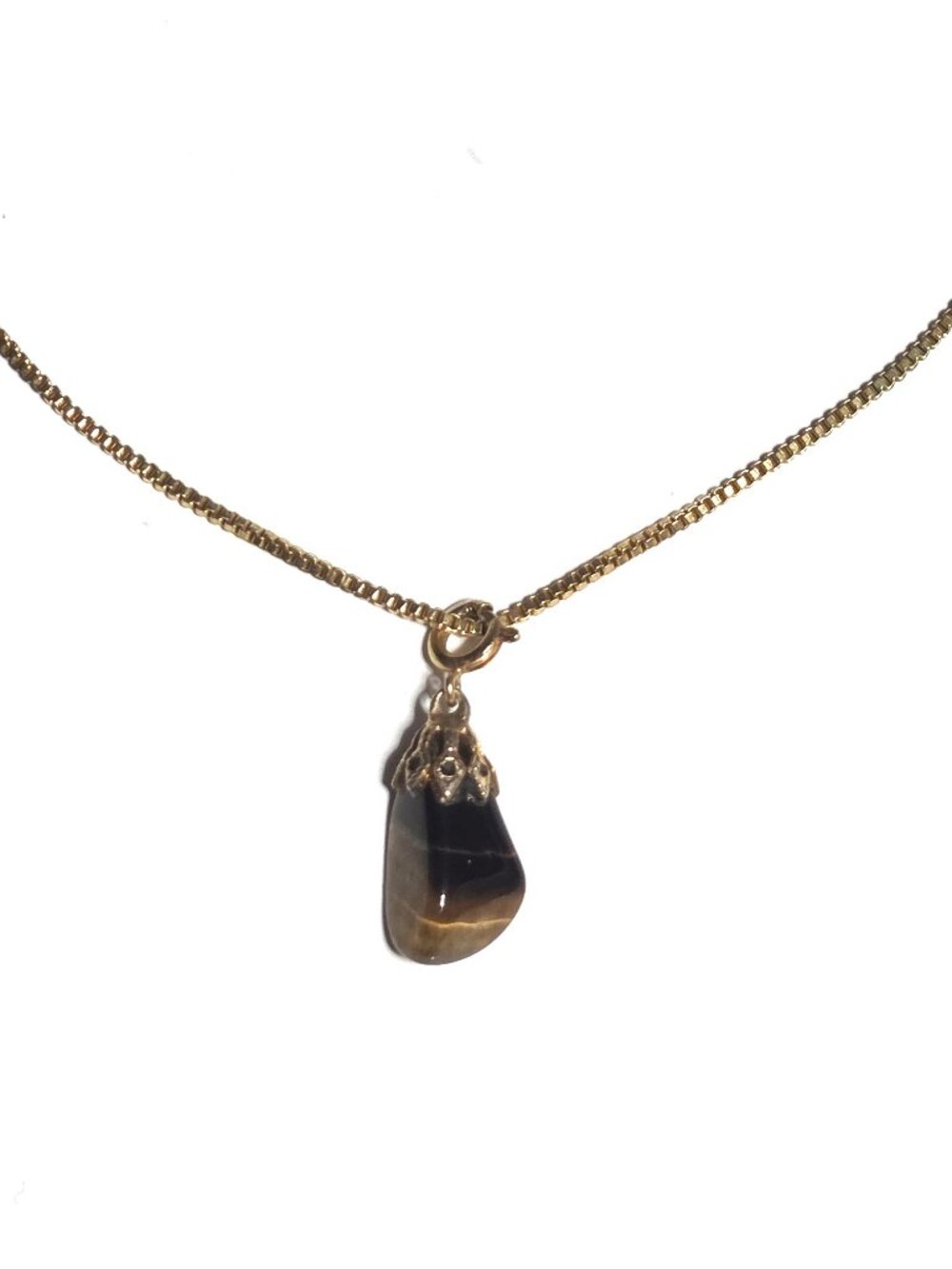 Tiger eye filigree pendant necklace